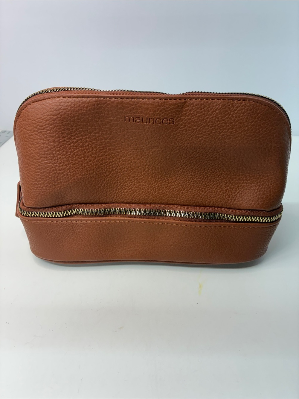 💜Pebbled Faux Leather Makeup Case in Warm Tan